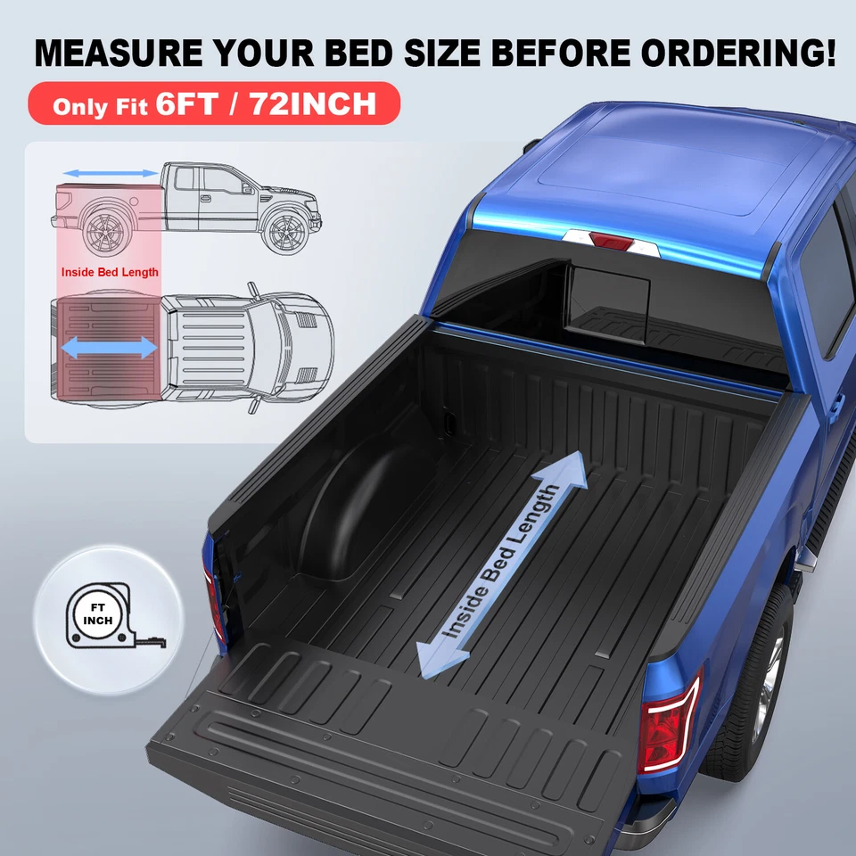 Truck Tonneau Cover For 2004-2014 Chevrolet Colorado GMC Canyon 6FT Bed Roll Up - Imagem 3 de 4