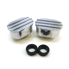 Oval Polish FIN Aluminum Valve Cover Breather Set Chevy Ford Mopar HotRatRod SBC