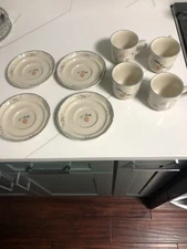 International Marmalade Stoneware Set of 4 Cups / Mugs & Saucers. Excellent cond