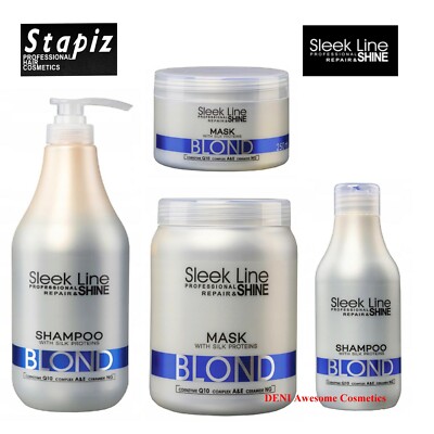 STAPIZ BLOND SLEEK LINE HAARMASKE /SHAMPOO mit Seidenprotein für blondes/graues Haar