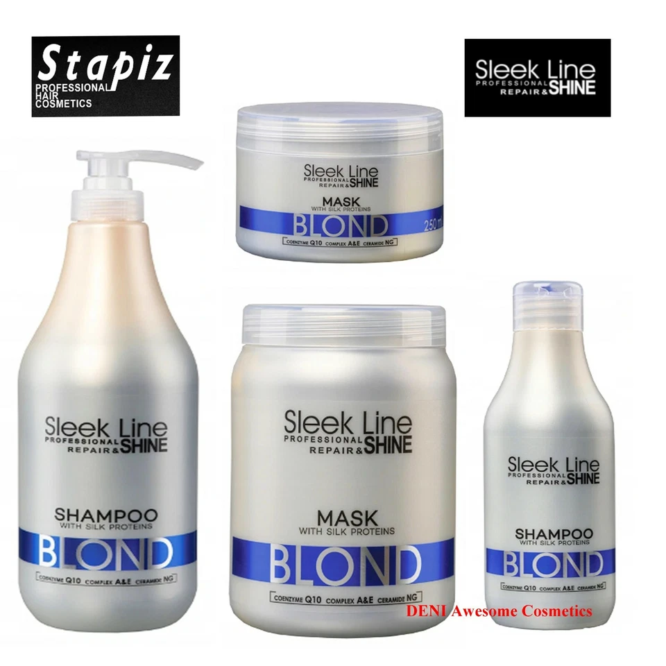 STAPIZ BLOND SLEEK LINE HAARMASKE / SHAMPOO mit Seidenprotein für blondes/graues Haar