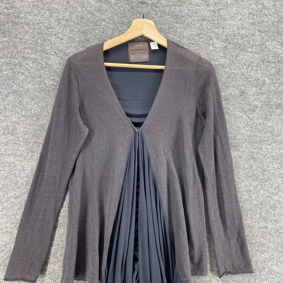 Blusa Ginebra Mujer S Pequeña Gris Cuello en V Manga Larga Lino Reunido Informal Foto 3 de 4