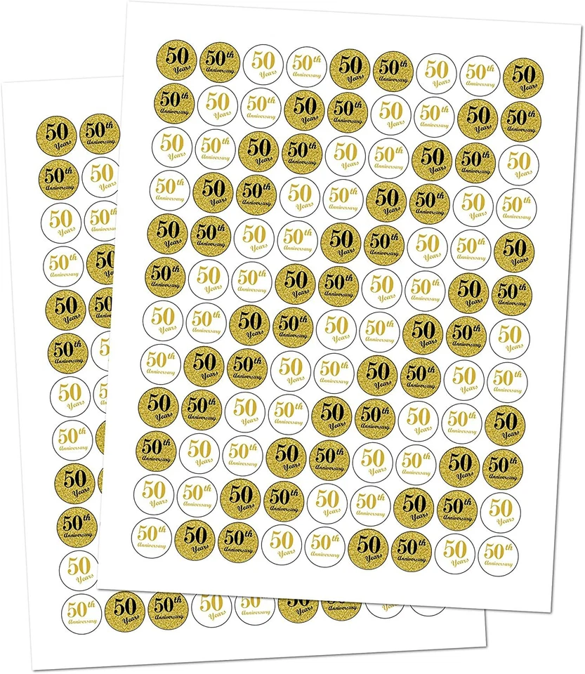Pegatinas besos 50 aniversario, (juego de 216) etiquetas adhesivas gotas de chocolate Foto 2 de 4