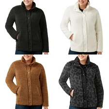 Member's Mark Womens Relaxed Fit Stand Collar Sherpa Jacket - NWT