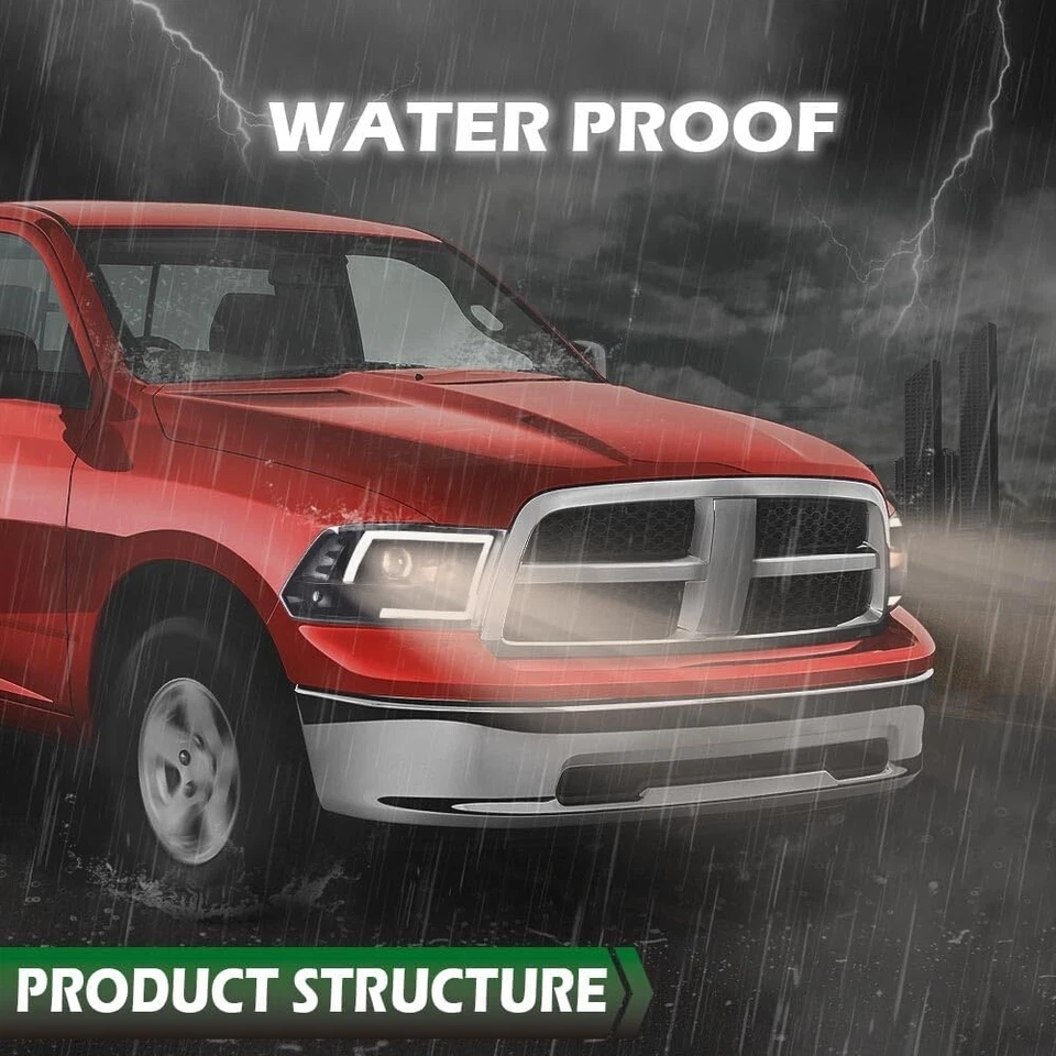 Faros LED DRL negros y transparentes para Dodge Ram 1500/2500/3500 2006-2009 Foto 4 de 4