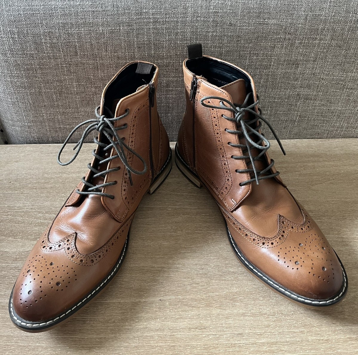 Bar III Hendrix Leather Wingtip Boots Brown Brogue Size 11M 
