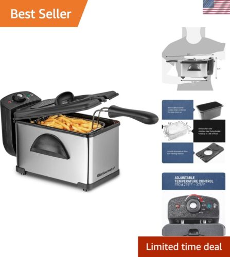 Electric Deep Fryer with Adjustable Temperature & Removable Basket - 2 Quart