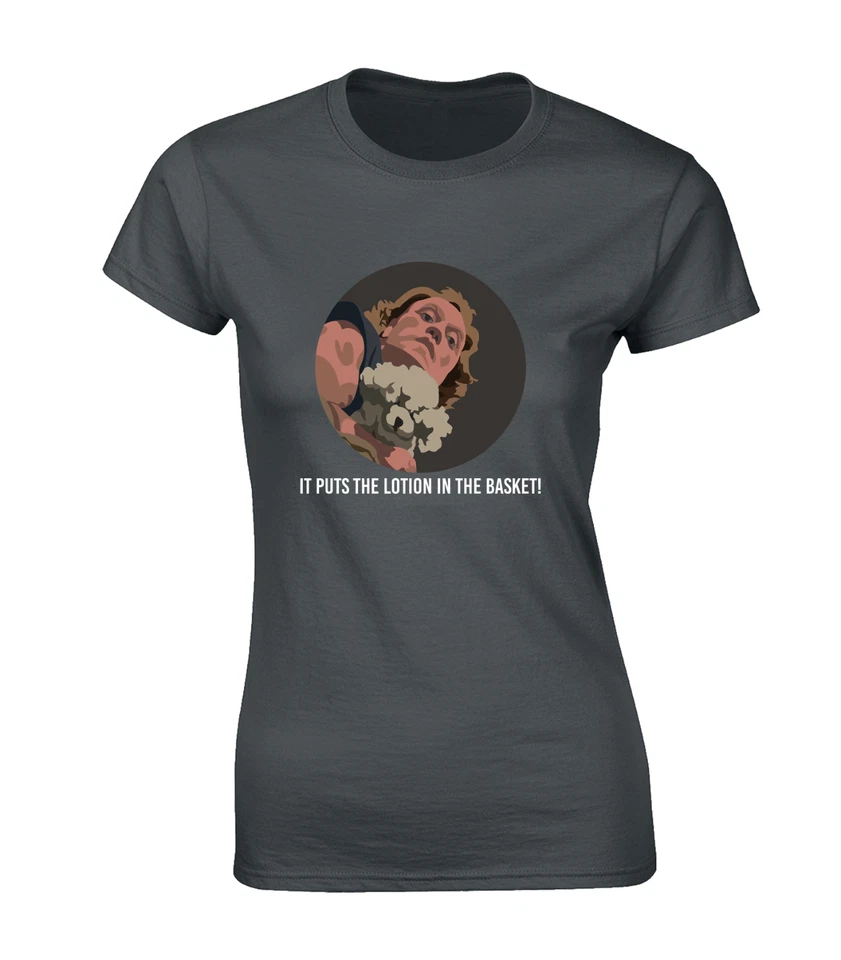 IT PUTS THE LOTION LADIES T SHIRT FUNNY BUFFALO BILL SERIAL KILLER HANNIBAL TOP - Image 3 of 4