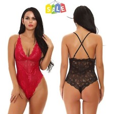 Womens Shiny Glossy One Piece Bikini Swimsuit High Cut Thong Leotard Bodysuit