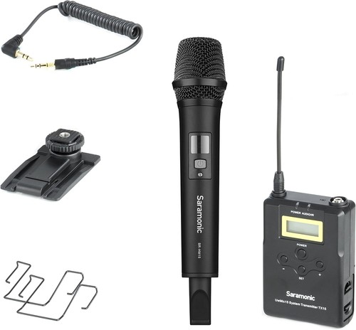 ✅ Saramonic UwMic15A Sistema portatile con microfono UHF wireless DSLR ✅ NEW - Afbeelding 5 van 11