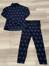 Women GapFit Winterbrush XS Petite Exercise Top & Pants Set Blue Stars Warm