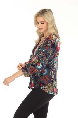 Johnny Was Minto Burnout Velvet Floral 3/4 Sleeve Kimono