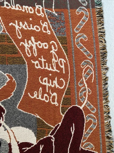 Disney Mickey Mouse Pluto Christmas Santa Woven Throw Blanket Tapestry 46x69”