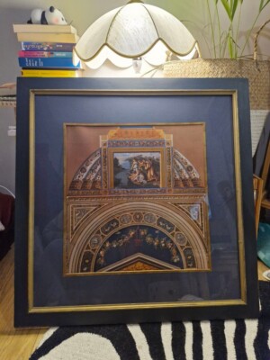 Großer Rahmen mit Druck 70x70cm marine und gold