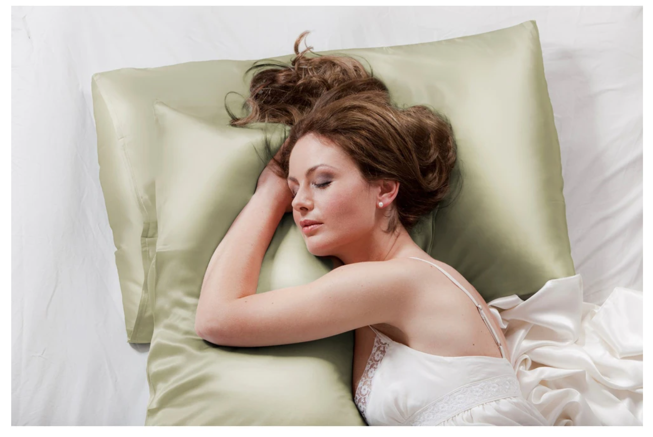 100% Silk Pillowcase for Hair and Skin, 16mm, Standard Size - Yellow Green-image