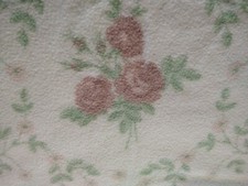 VTG Chatham Purrey Blanket 76x87" Pink Flower Floral Mauve Roses Satin Trim