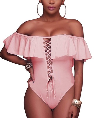 off the shoulder flounce swimsuit