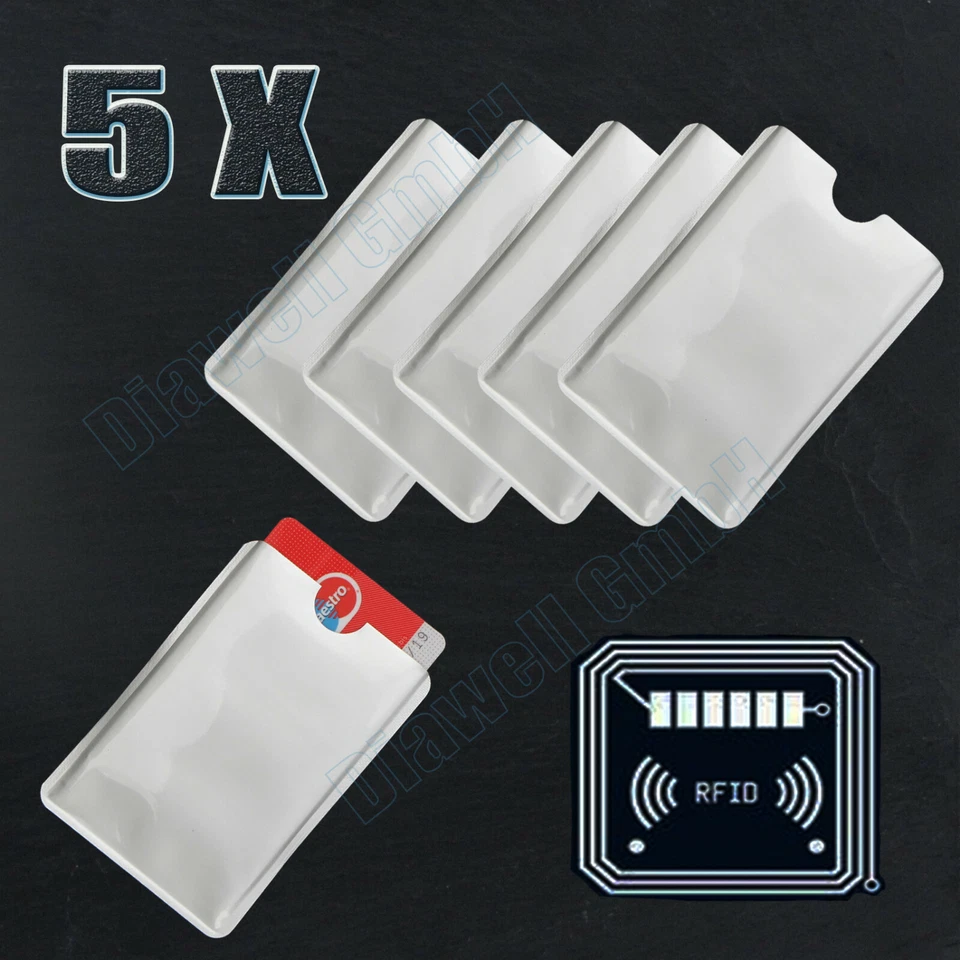 5x RFID Schutzhülle Blocker NFC Datenschutz Abschirmung EC Karte Kreditkarte
