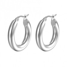 1 Pair Stainless Steel Stylish Silver Hoop Earring