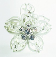 QUALITY HAIR ClAW Clip Hairpin use Swarovski Crystal VINTAGE GIFT Flower White