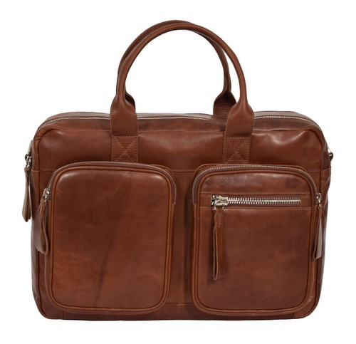Echtleder Vintage Aktentasche Umhängetasche Organizer Arbeit Laptoptasche Einmaurer hellbraun - Bild 3 von 7