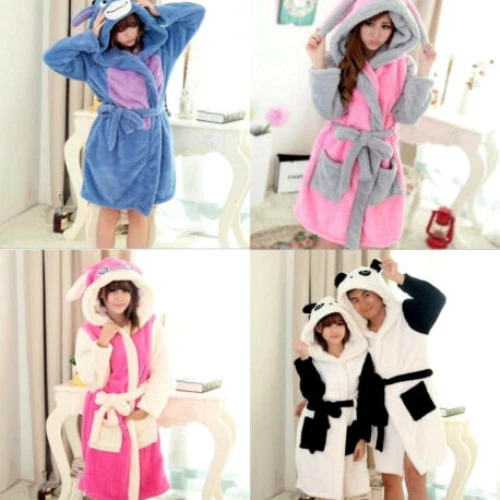 Lilo & Stitch Kapuzen Bademantel Damen Fleece Nachtwäsche DE - Bild 2 von 20