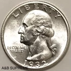 1932 Washington Quarter Gem Bu Uncirculated 90% Silver