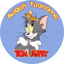 Cialda TOM E GERRY Decorazione Torta Ostia o Pasta di Zucchero PERSONALIZZATA 