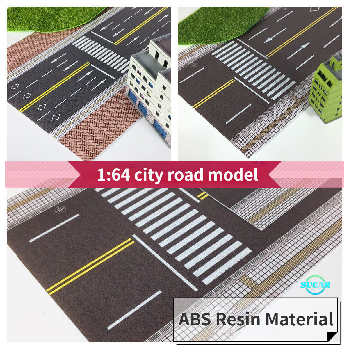Diorama 1:64 Scale Road Model City Street Crossroad Sidewalk