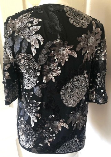 M & Co Sequinned Jacket Shrug Black Silver Small new & Tagged RRP £59 Party - Picture 5 of 12