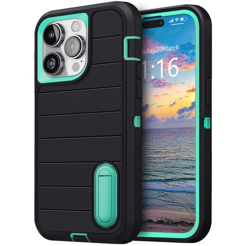 For Apple iPhone 15 Pro Max/15 Plus Heavy Duty Kickstand Hard Phone Case Cover - Picture 3 of 70