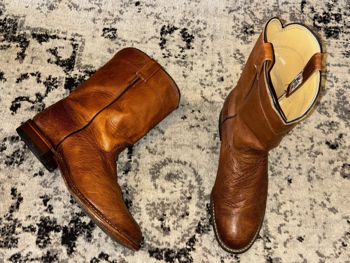 Larry Mahan Boots Mens Size 9.5EE Brown Leather Western Cowboy Pull On LM M7002 Larry Mahan Solid Boots for Men for sale | eBay main image 4