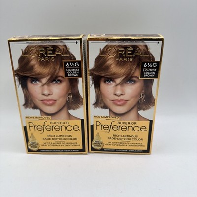 L'Oréal Paris Superior Preference Hair Color 6.5G Lightest Golden Brown 2 Pack