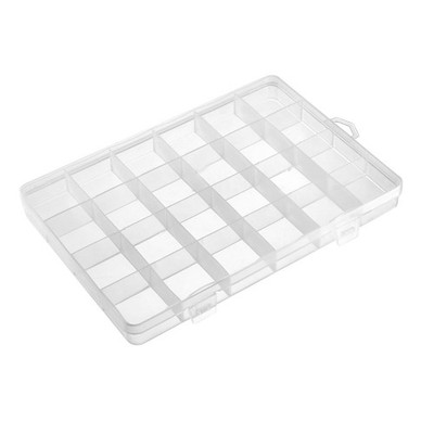 Component Storage Box - PP Fixed 24 Grids Clear White 193x135x21mm