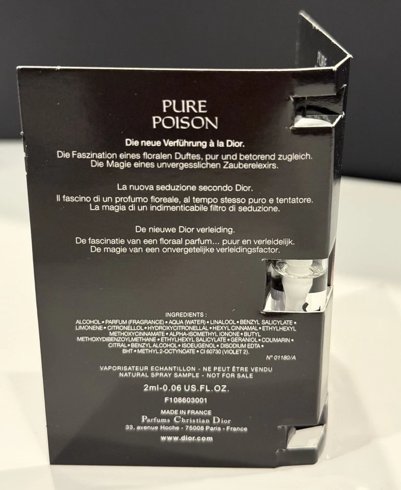 Dior • Pure Poison • Eau de Parfum • EDP • 2 ml / .06 oz • New Carded Sample - Image 3 of 3