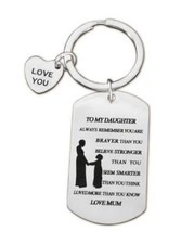 To My Daughter Keychain from Mom Dad, Love You Keychain Gifts Stainless Mom-a