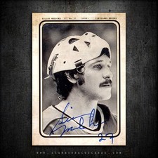 Gilles Meloche Cleveland Barons AP Wirephoto Autographed Card #'d 10