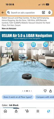 Robot  Vacuum and mop cleaner black