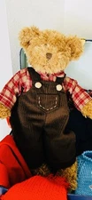 Adorable Plush Teddy Bear by Russ W/Blue case of clothes for 15"  Bear