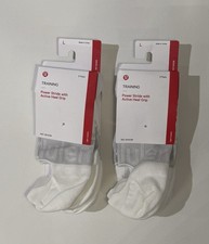 Lululemon Power Stride W/ Active Grip 2-5pack No Show Socks Sz L LW9EFQS, White