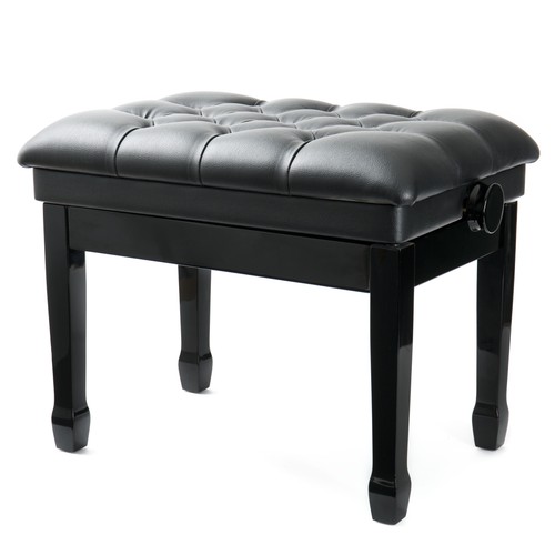PB-30C PE Klavierbank Hochglanz Schwarz Höhenverstellbar Robust Kunstleder