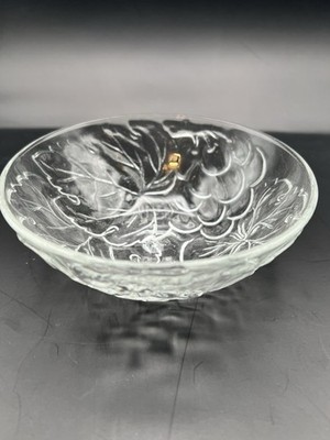 Vintage Glass Grape & Leaf Design 6'' Salad Fruit Dessert Bowl