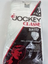 Jockey Classic Briefs Style 9007 Size 38 3 Pack White Inverted Y Front Fly 1987