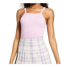 BP.  Picot Trim Rib Bodysuit Size M Light Pink Cotton Blend Square Neck 90s Y2K