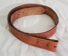 Vintage WESTERN Tooled Leather Belt w Name Field 38.5