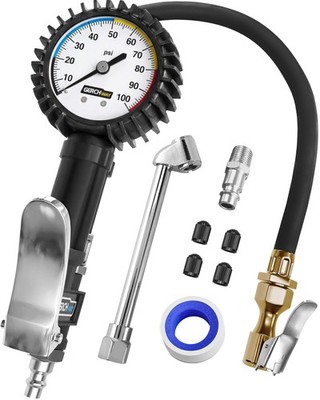 Tire Inflator with Pressure Gauge and Longer Hose - Most Accurate, Heavy Duty...