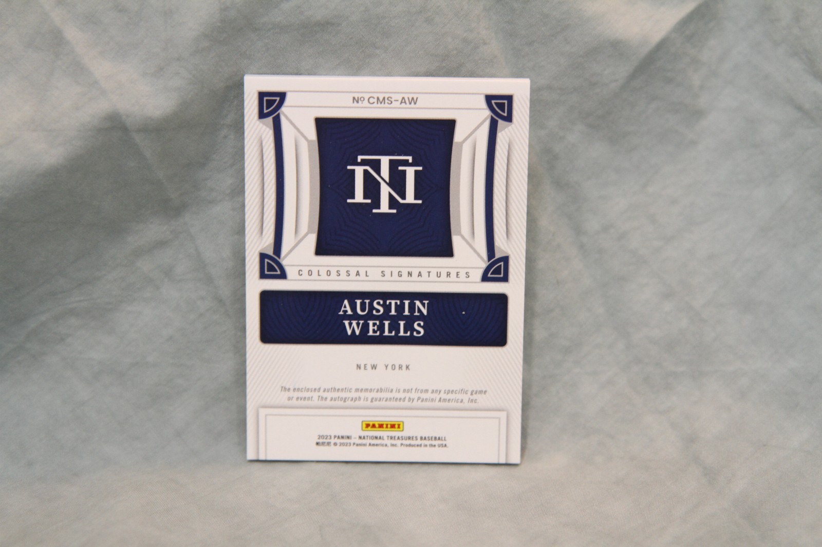 2023 Panini National Treasures Yankees Austin Wells Colossal Patch Auto RC /49 view 4