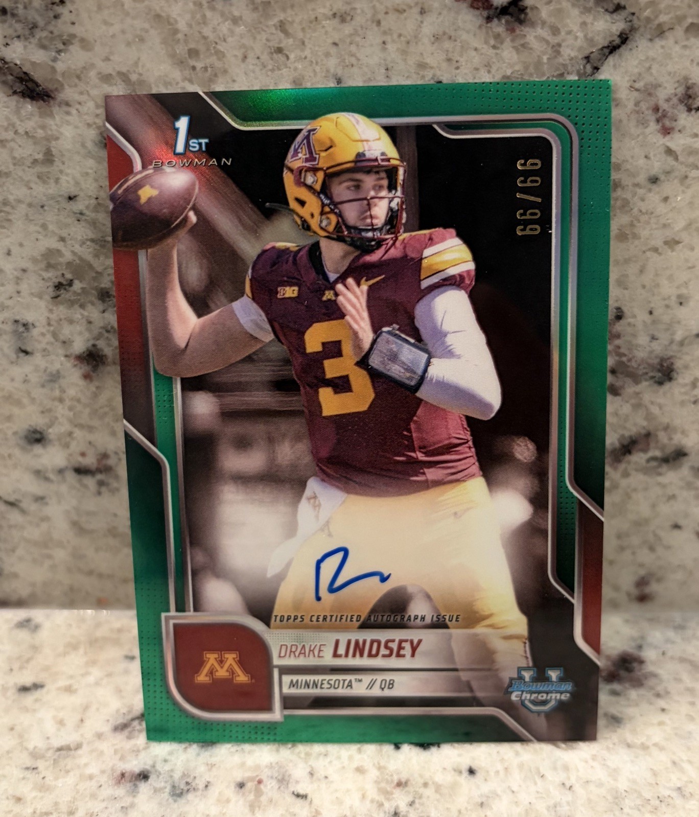 2025 Bowman University Chrome Drake Lindsey 1st RC Green Refractor Auto 99/99