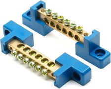 2Pcs Ground Bus Bar Terminal Block, Terminal Positions Wire Screw Terminal Brass