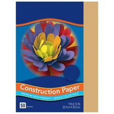 50 Sheets Construction Paper, 9X12, Almond, Craft, Classroom Supplies, Brown